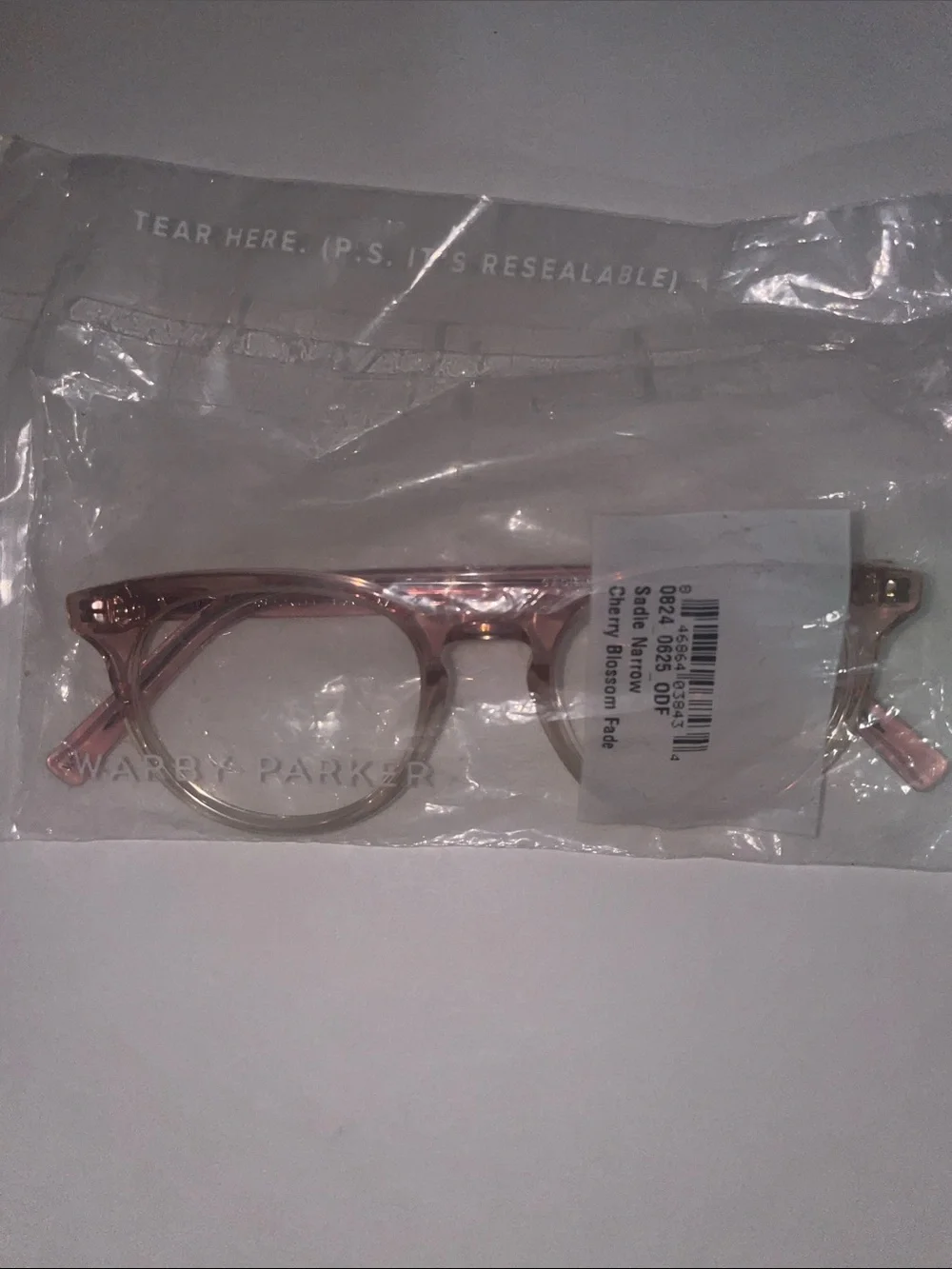 Warby Parker sadle cherry blossom fade